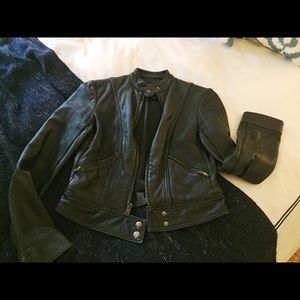 BCBGMaxAzria Cropped Leather Moto Jacket